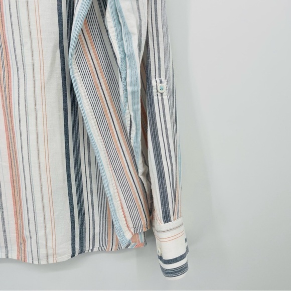 Paradise Collection linen cotton stripe button front‎ shirt men's size XL - Picture 3 of 9